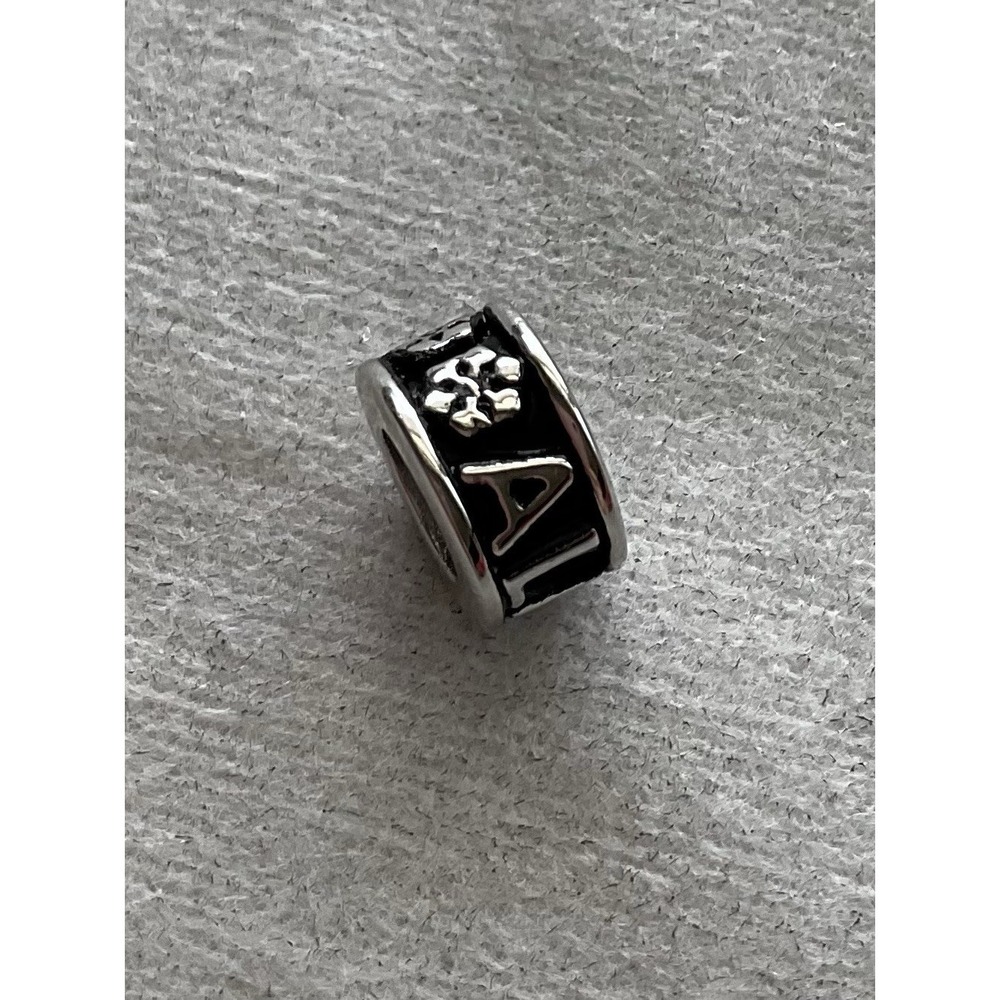 Alaska Goldworks sterling silver bead Charm Black Enamel Word ALASKA